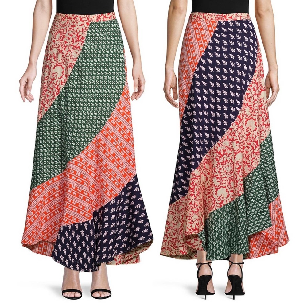 Free People Medley Patchwork Maxi Skirt